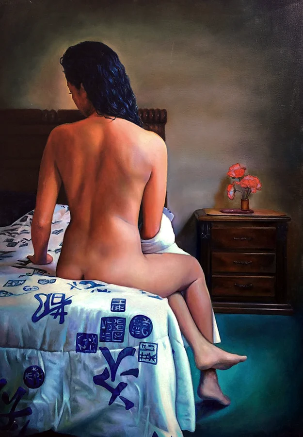 Bañista N.º 6. Óleo sobre lienzo · 100 × 70 cm · 2017