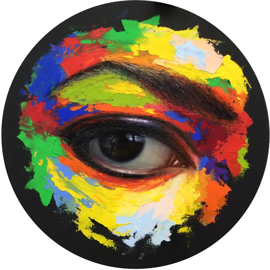 Mirada de Michael Jackson. Óleo sobre lienzo · Tondo de 50 cm · 2018